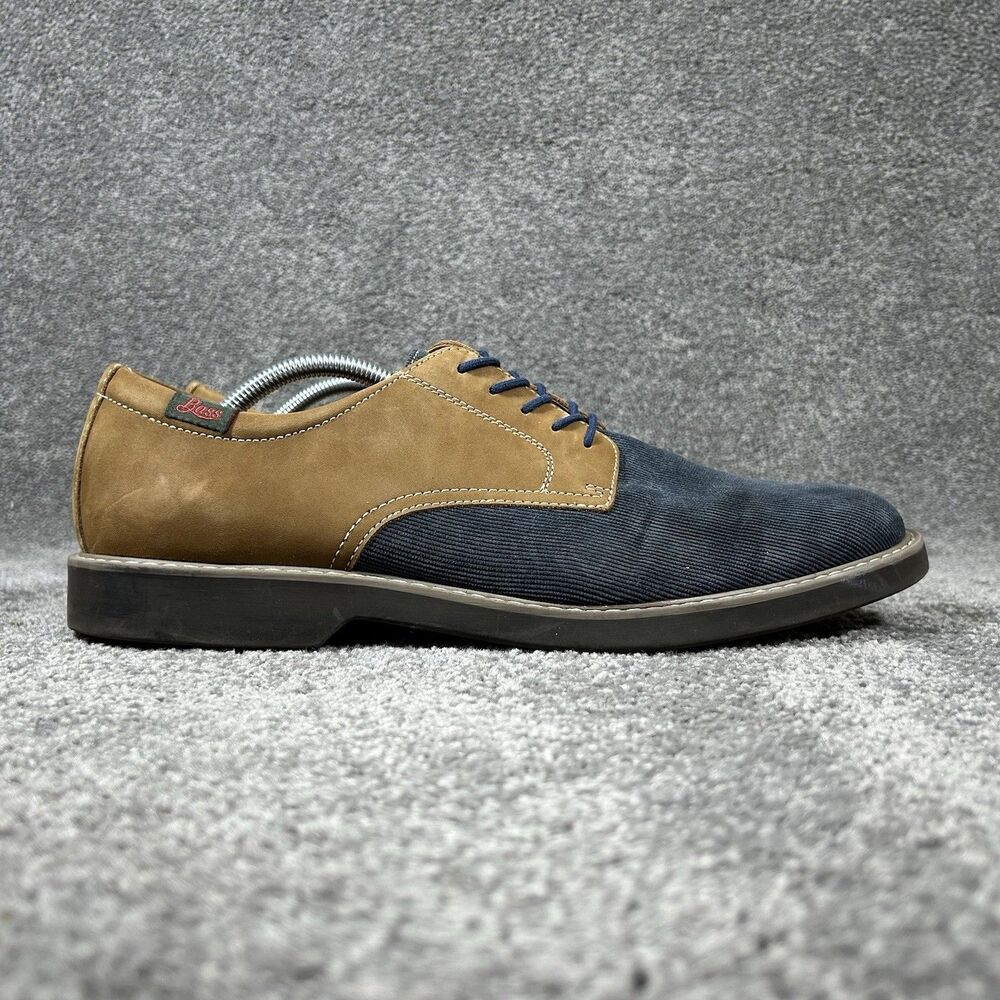 Bass Piedmont Men's Sz 11.5 Blue Brown Suede Corduroy Comfort Oxford Shoes Used